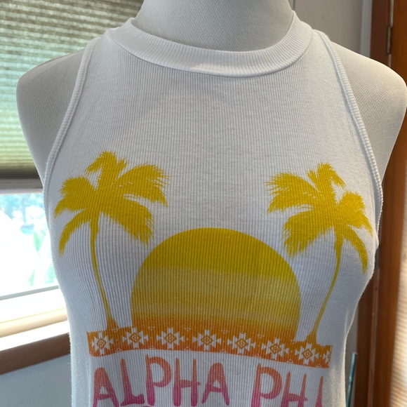 Alpha Phi Razor Back tank top w/palm trees, Sz S - Picture 3 of 5